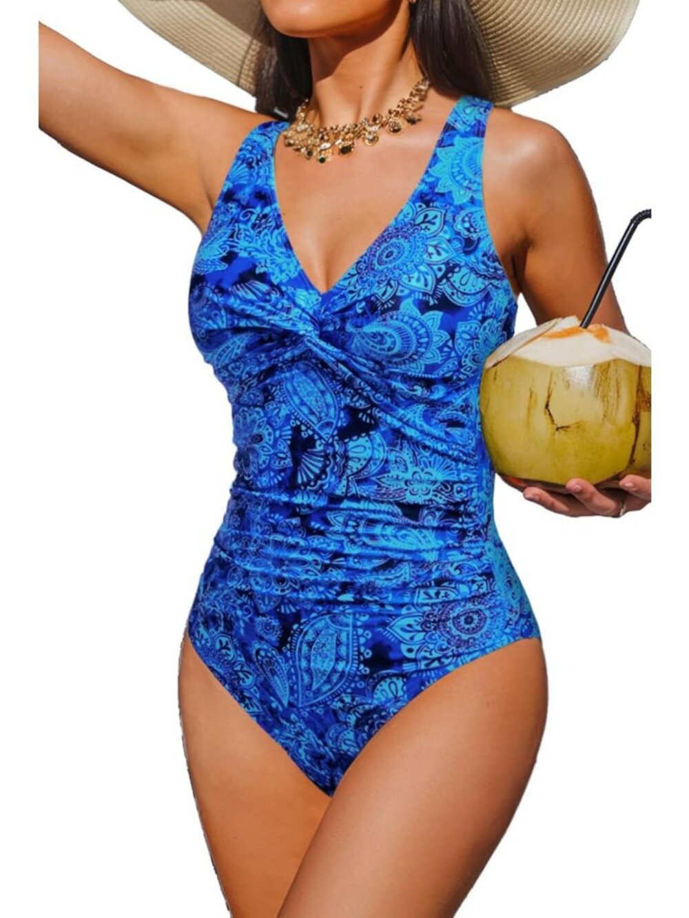 Tummy Control One Piece Swimsuit with Push Up & Full Coverage - Stylish Bathing